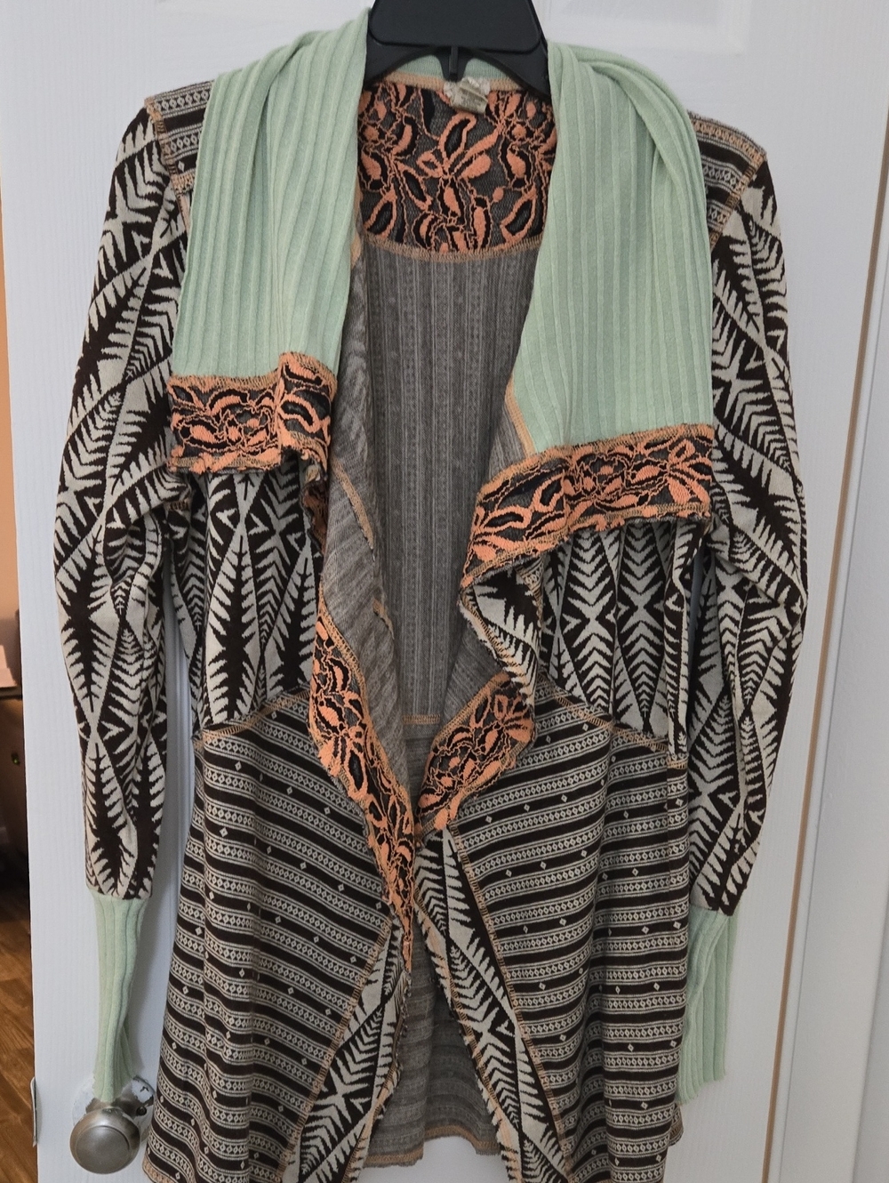 Cardigan By BKE, Gimmicks Bohemian Patchwork, Size Lg.